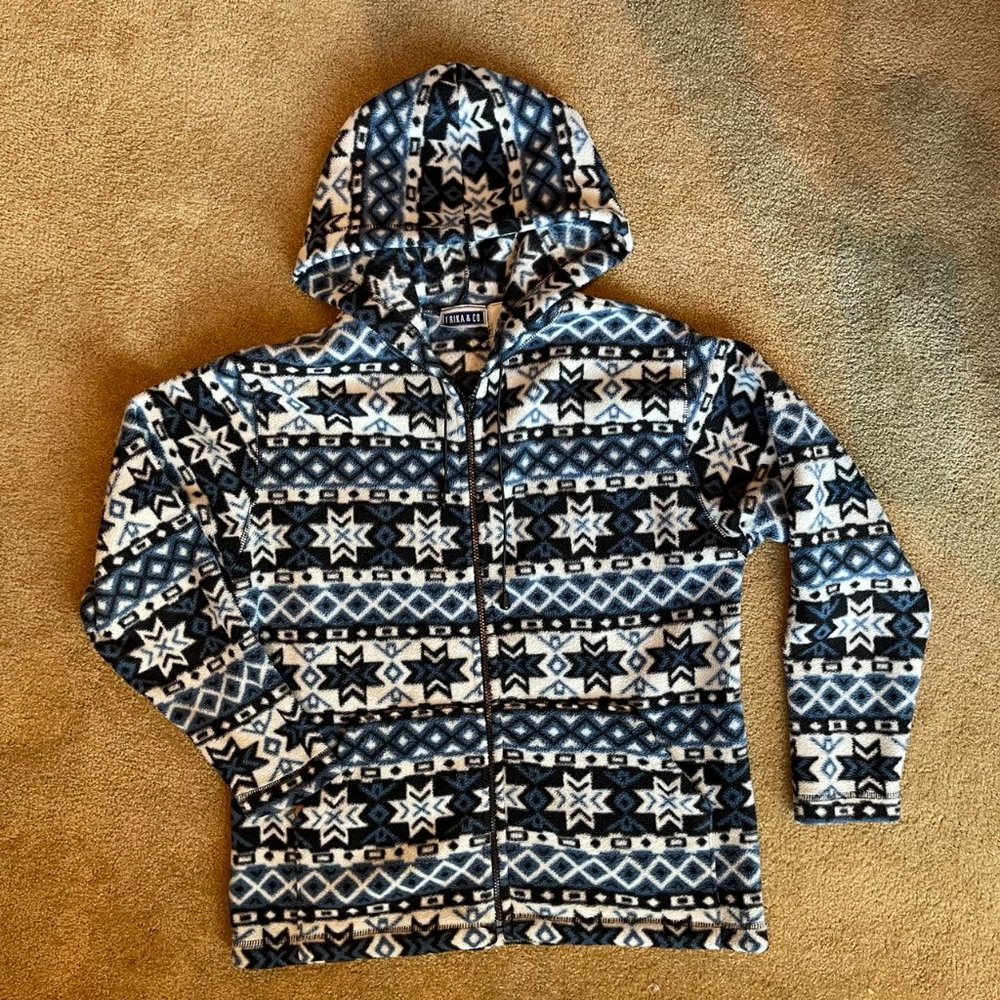 Vintage Winter Pattern Fleece Hoodie